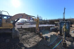 Arbeiten an der Eisenbahnüberführung Schmöllner Straße in Ponitz