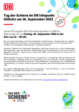 Tag der Schiene im DB Infopunkt Gößnitz am 16. September 2022