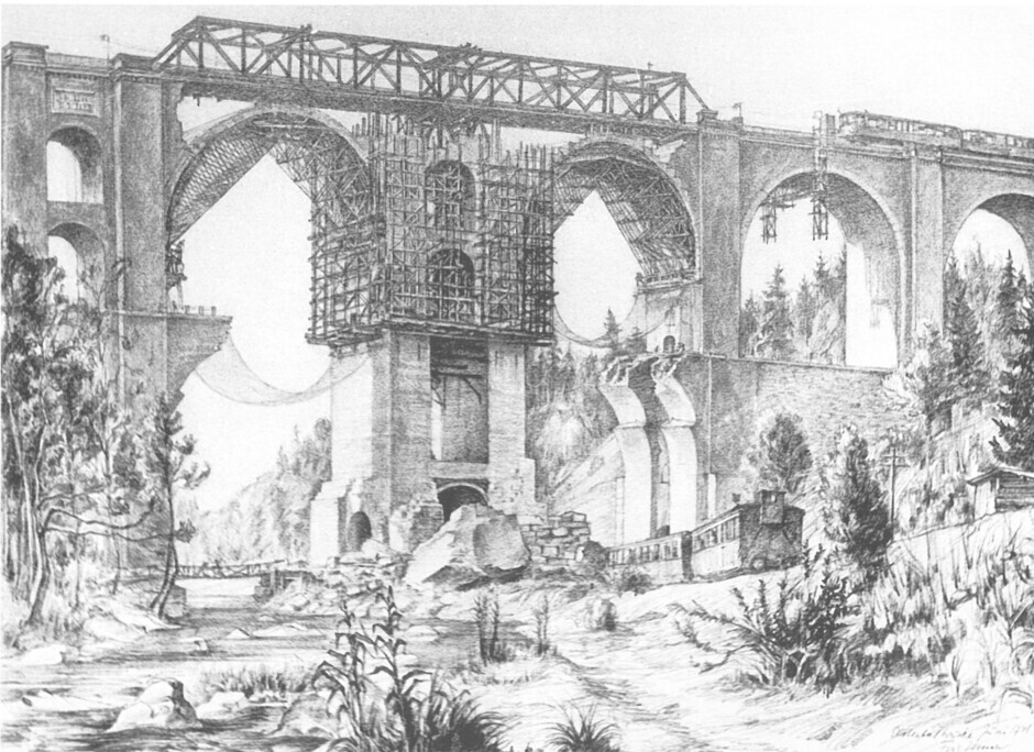 Elstertalbrücke Kriegsschäden